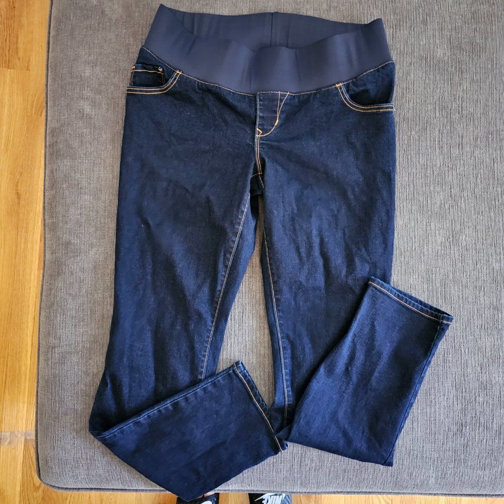 Old Navy Women Maternity Skinny Low Panels Pull On Denim Jeans Blue Size 8 - Picture 5 of 15